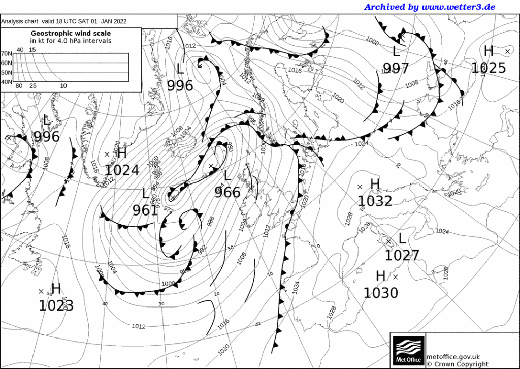 Synoptická mapa MetOffice